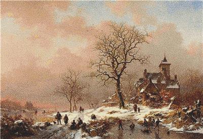 Winter Landscape with Figures Playing on the Ice