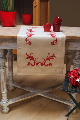 click here to view larger image of Red Decoration Table Runner (counted cross stitch kit)