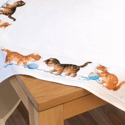 click here to view larger image of Playful Kittens - Tablecloth (counted cross stitch kit)
