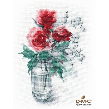 click here to view larger image of Roses and Snowdrift (counted cross stitch kit)