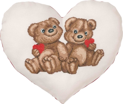 Teddy Bears Heart Cushion