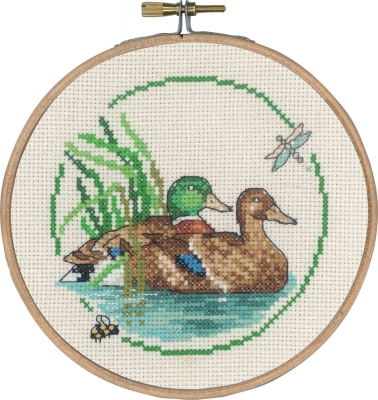 click here to view larger image of Ducks w/Bee and Dragonfly (counted cross stitch kit)