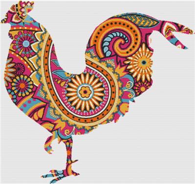 Pink Paisley Rooster I