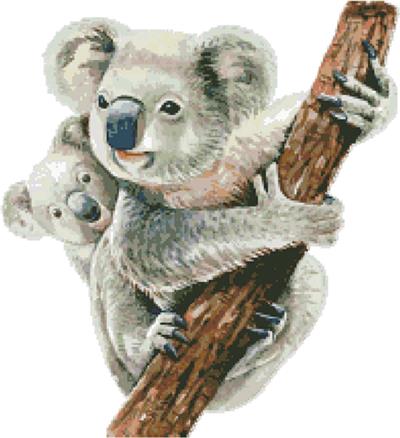 Watercolor Koala Mum and Joey