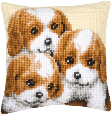 click here to view larger image of Puppies Cushion (needlepoint)