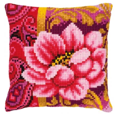 click here to view larger image of Pink Bloom Cushion (needlepoint)