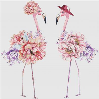 click here to view larger image of Floral Flamingos (chart)