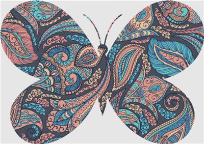 Pink and Blue Paisley Butterfly