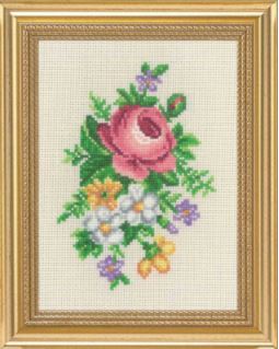 click here to view larger image of Rosa and White Flowers (counted cross stitch kit)