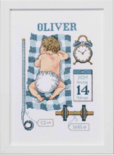 click here to view larger image of Oliver Birth Announcement (counted cross stitch kit)