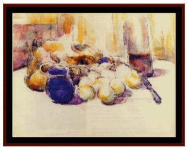 Blue Pot and Wine Bottle - Paul Cezanne