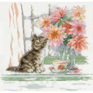 click here to view larger image of Curious Kitty  (counted cross stitch kit)