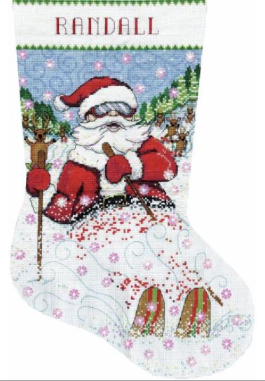 click here to view larger image of Skiing Santa Stocking (counted cross stitch kit)