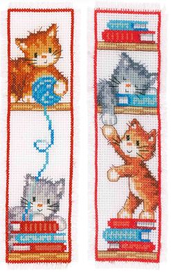 click here to view larger image of Playful Kittens Bookmarks (counted cross stitch kit)