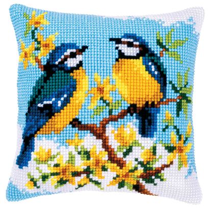 click here to view larger image of Blue Tits Cushion (counted canvas kit)