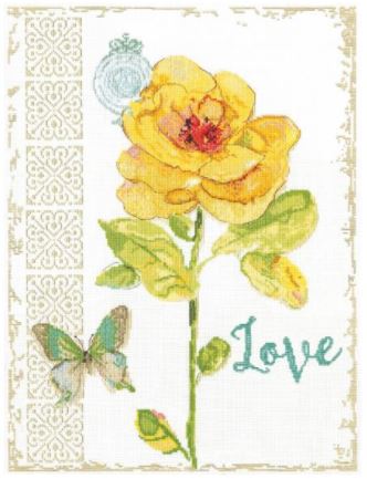 click here to view larger image of Yellow Floral - Love (counted cross stitch kit)