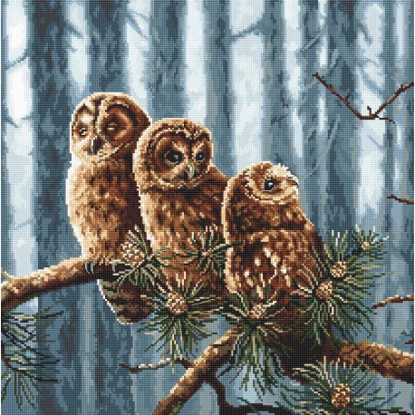 click here to view larger image of Owls Family (counted cross stitch kit)