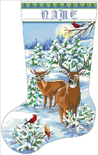 Snowy Forest Evening Stocking