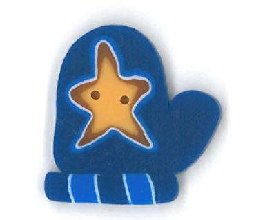 Large Blue Mitten w/Star Button
