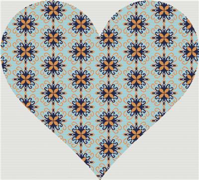 Blue Mosaic Floral Heart