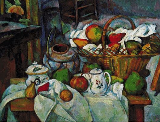 Vessels Basket and Fruit - Paul Cezanne