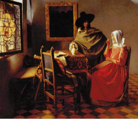Glass of Wine, The - Johannes Vermeer