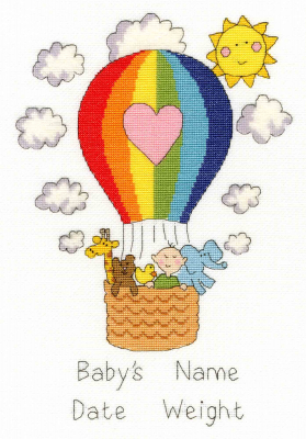 click here to view larger image of Balloon Baby Sampler (counted cross stitch kit)