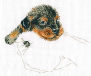 click here to view larger image of In Palms - Puppy  (counted cross stitch kit)