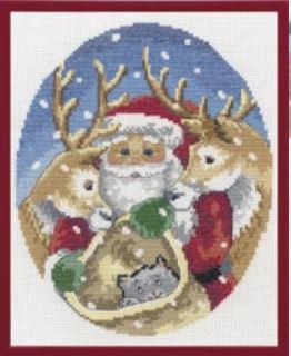 click here to view larger image of Santa w/Deer (counted cross stitch kit)