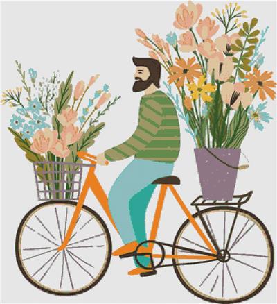 Man with Flowers on a Bike