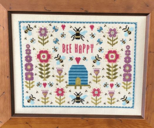 click here to view larger image of Bee Happy (kit) - Linen 32ct (counted cross stitch kit)
