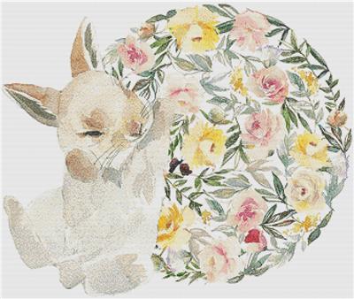 Spring Bunny with Flowers