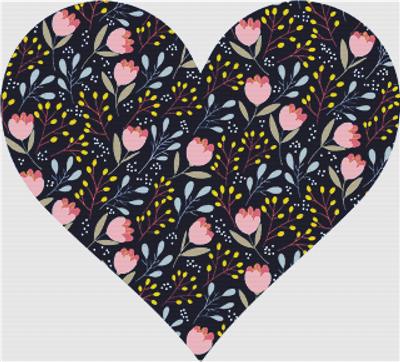Pink and Blue Floral Heart