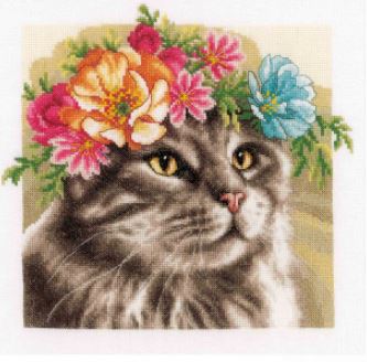 click here to view larger image of Flower Crown Maine Coon (counted cross stitch kit)