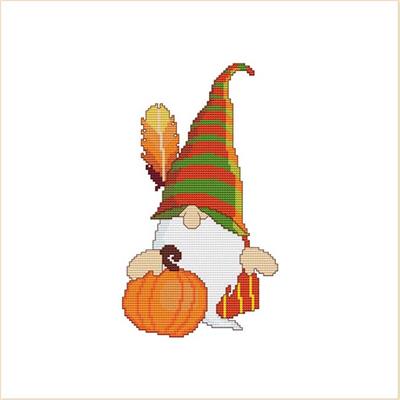 Thanksgiving Gnome with Feather and Pumpkin