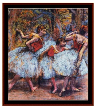 Three Dancers Blue Skirts