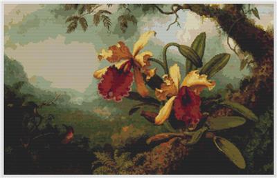 Orchids and Hummingbird (Martin Johnson Heade)