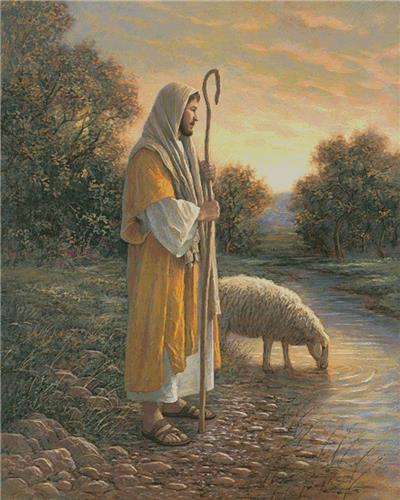 Jesus and Sheep (Large)