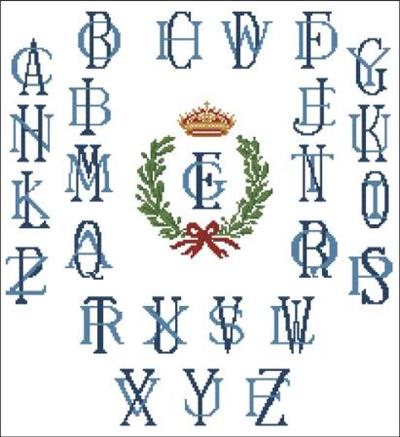 Alphabets - Antique Monogram Crown Emblem