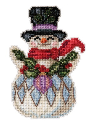 click here to view larger image of Snowman w/Holly 2021 (counted cross stitch kit)