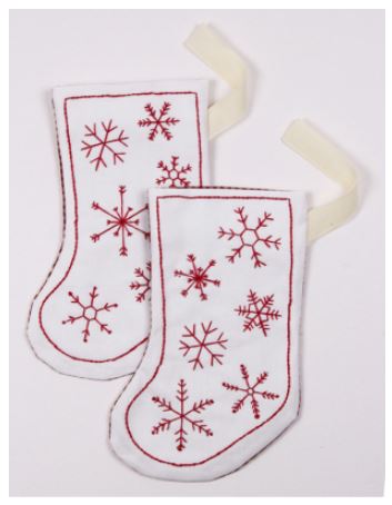 Snowflake Stockings - Redwork