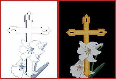 Cross with Lillies