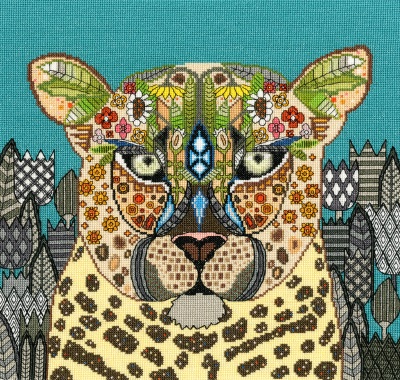 click here to view larger image of Jeweled Leopard (counted cross stitch kit)