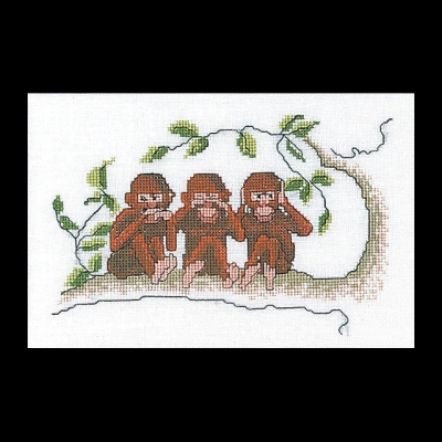 click here to view larger image of Three Wise Monkeys (counted cross stitch kit)