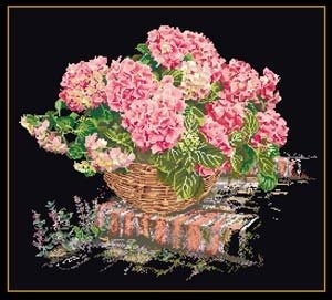 Pink Hydrangea in a Basket