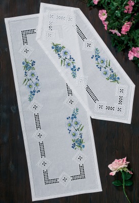 click here to view larger image of Hardanger w/Flower Smaller Table Runner (Right) (counted cross stitch kit)