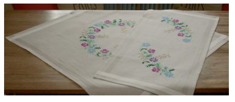 click here to view larger image of Flower Table Topper (Left) (counted cross stitch kit)