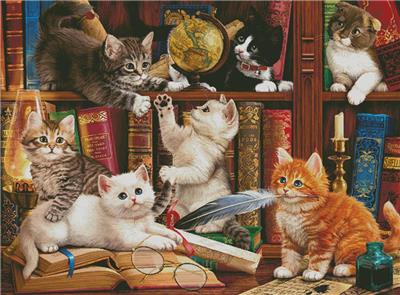 Kittens in the Library (Large)