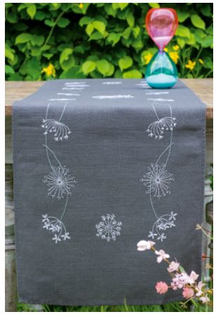 click here to view larger image of White Flowers - Table Runner (embroidery kit)