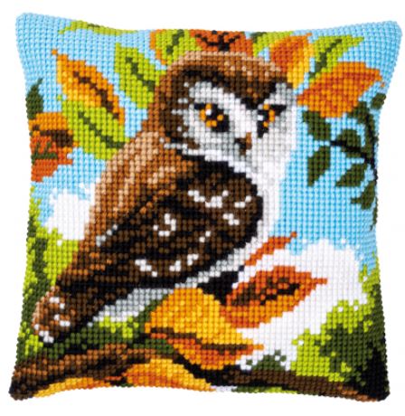 click here to view larger image of Owl in Bushes - Cushion (needlepoint)